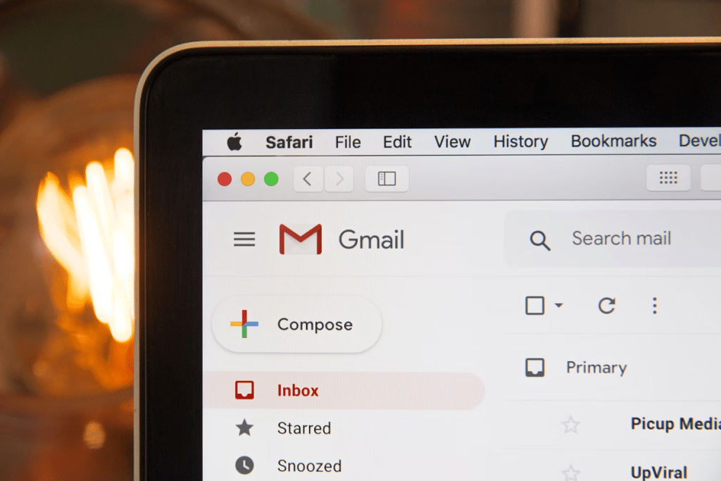 How to Collect Past Due Invoices: Strategies & Email Templates 4 Black laptop with the Gmail tab opened