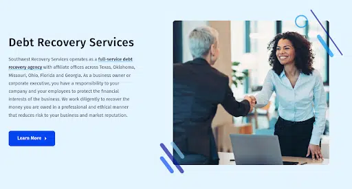 Debt Collection Services in Victoria, TX: Best Companies, Cost & Reviews 3 Southwest Recovery Services banner.