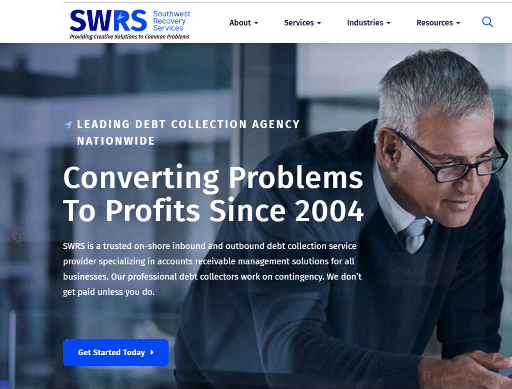 Collection Agency in Baytown, TX: Best Companies, Price & Reviews 3 Southwest Recovery Services banner.