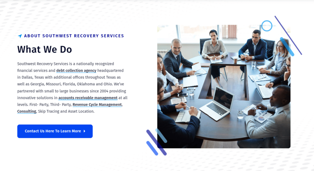 Commercial Collection Agency in Allen, TX: Price, Reviews & Best Companies 5 Southwest Recovery Services banner
