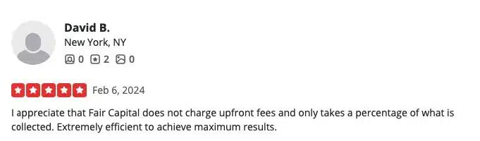 3 Best Collection Agencies for HOA Management Companies 6 Screenshot of a customer review for Fair Capital