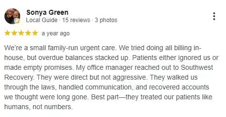 3 Best Collection Agencies in Roswell, GA: Price & Client Feedback 4 Five-star review praising Southwest Recovery Services for collecting overdue balances.