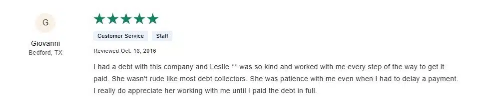 3 Best Collection Agencies in Youngstown, OH: Cost & Reviews 4 Customer service review describing an understanding debt resolution experience
