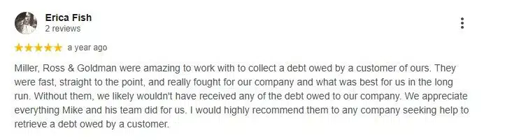 3 Best Collection Agencies in Roswell, GA: Price & Client Feedback 6 Review recommending Miller, Ross & Goldman for debt collection.